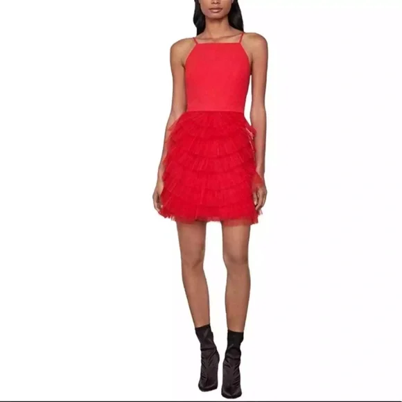 knee length dresses for ladies BCBGMAXAZRIA Cotton Eyelet Ruffle Shirt Dress – Runway Catalog main image 1